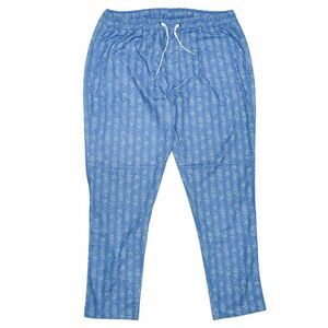 Mens Pants Joggers Blue Floral Cotton Drawstring Loose Harem Casual Beach XL